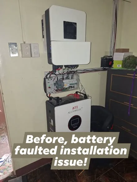 Before image showing solar equipment and exposed wiring